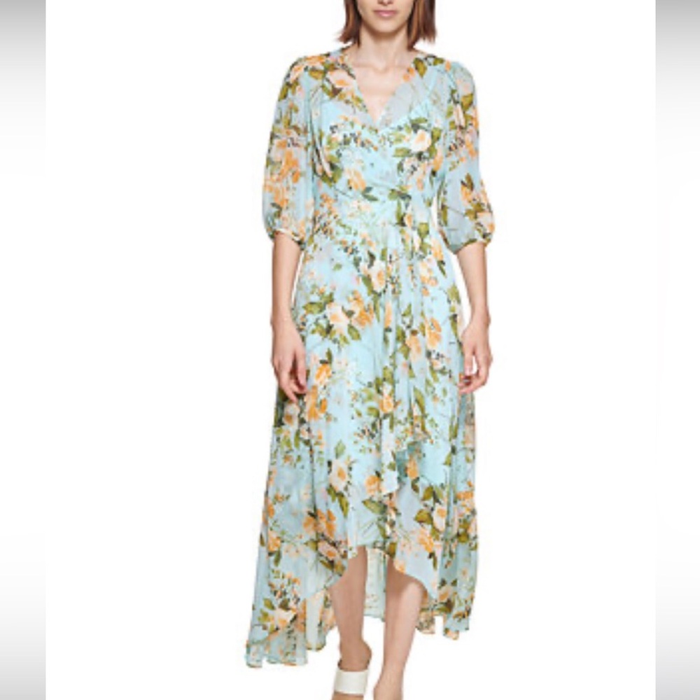 New CALVIN KLEIN Balloon-Sleeve Dress